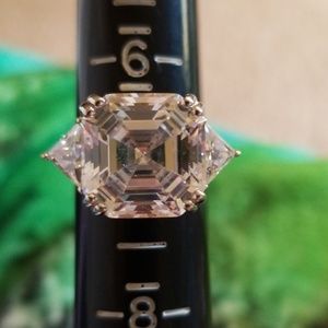 16.16ct Berricle CZ Sterling Asscher Trillion ring